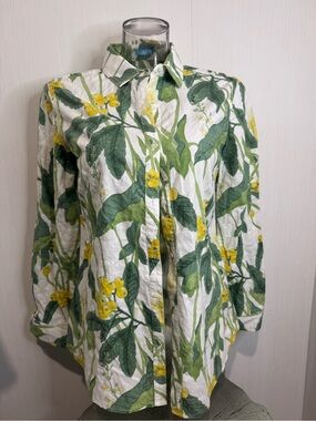 J. McLaughlin Blouse. Small. Green/Yellow Floral Print. No flaws noted!